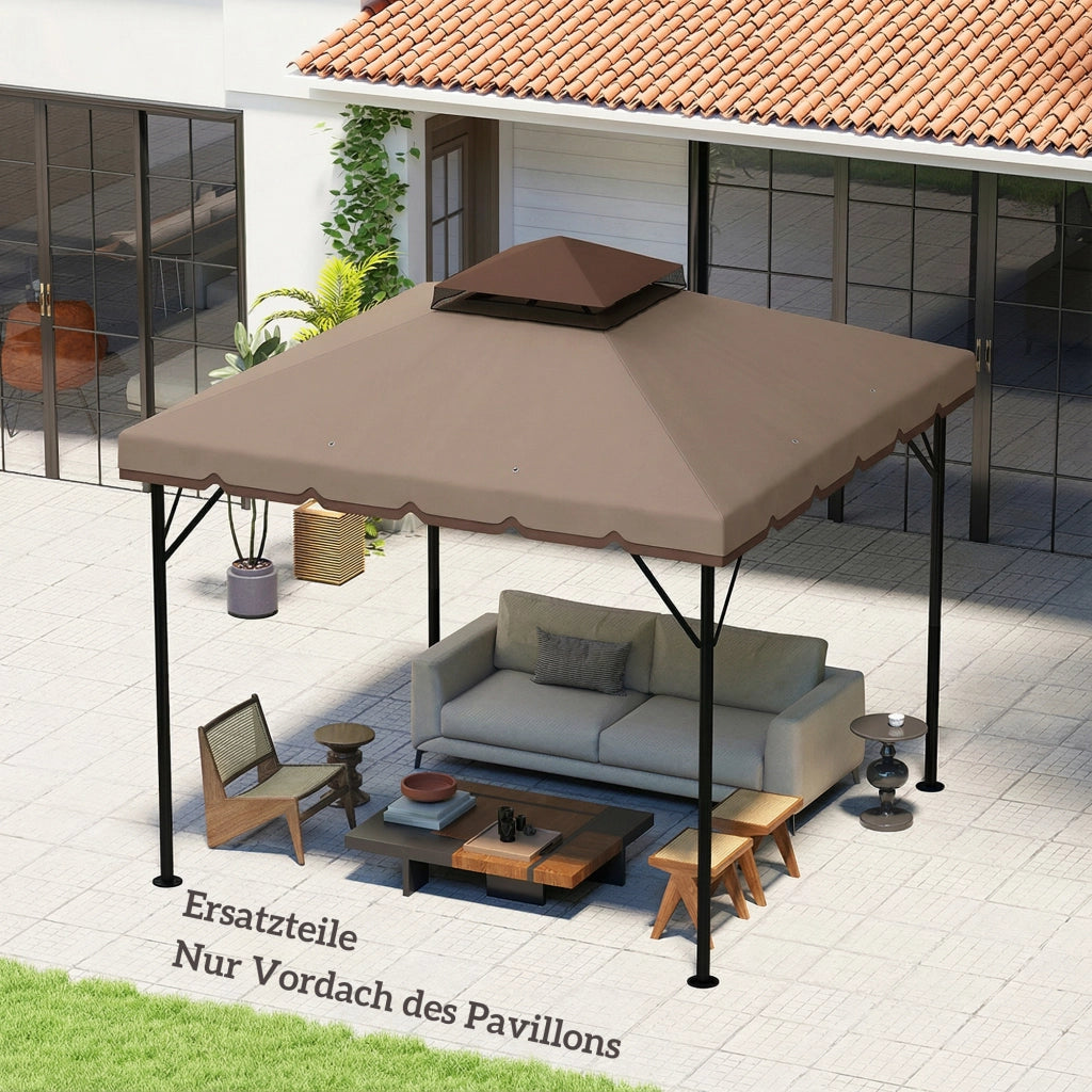 Tetto sostitutivo per gazebo 3x3m ¨C Minimal ¨C impermeabile doppio tetto fori drenaggio khaki