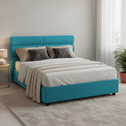 Letto Matrimoniale Bedero, Letto Matrimoniale Materasso Incluso Made in Italy, Azzurro