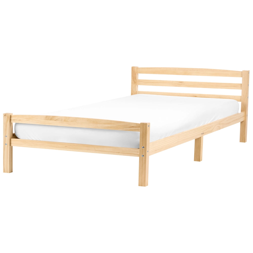Letto matrimoniale in legno di pino chiaro 120 x 200 Testiera a doghe minimalista