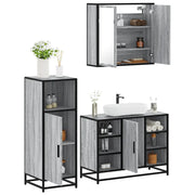 Set Mobili da Bagno 3 pz Grigio Sonoma in Legno Multistrato
