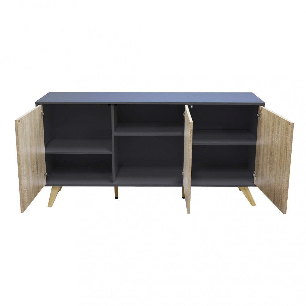 Mobile Elton 150x39,5x75 h cm in Truciolare bilaminato Antracite