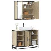 Set Mobili da Bagno 2 pz Rovere Sonoma in Legno Multistrato