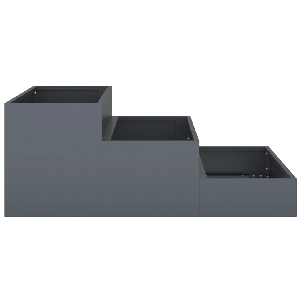 Fioriera da Giardino 3 Livelli 90x90x35 cm Antracite Acciaio
