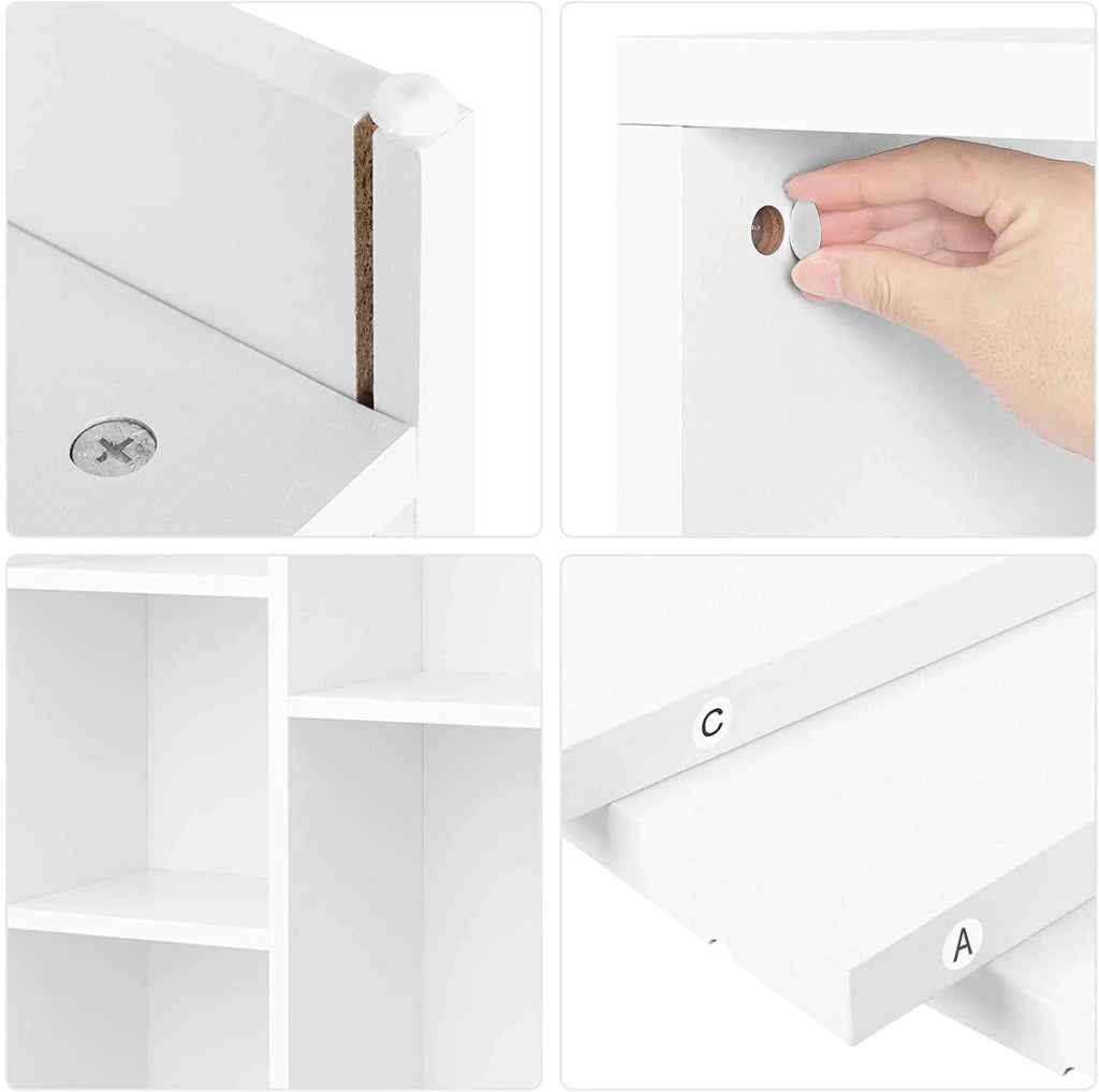 Libreria a 7 scomparti 7 ripiani a cubo aperti spazio di archiviazione per soggiorno e ufficio 50 x 24 x 106 cm stile moderno bianco 12_0000497