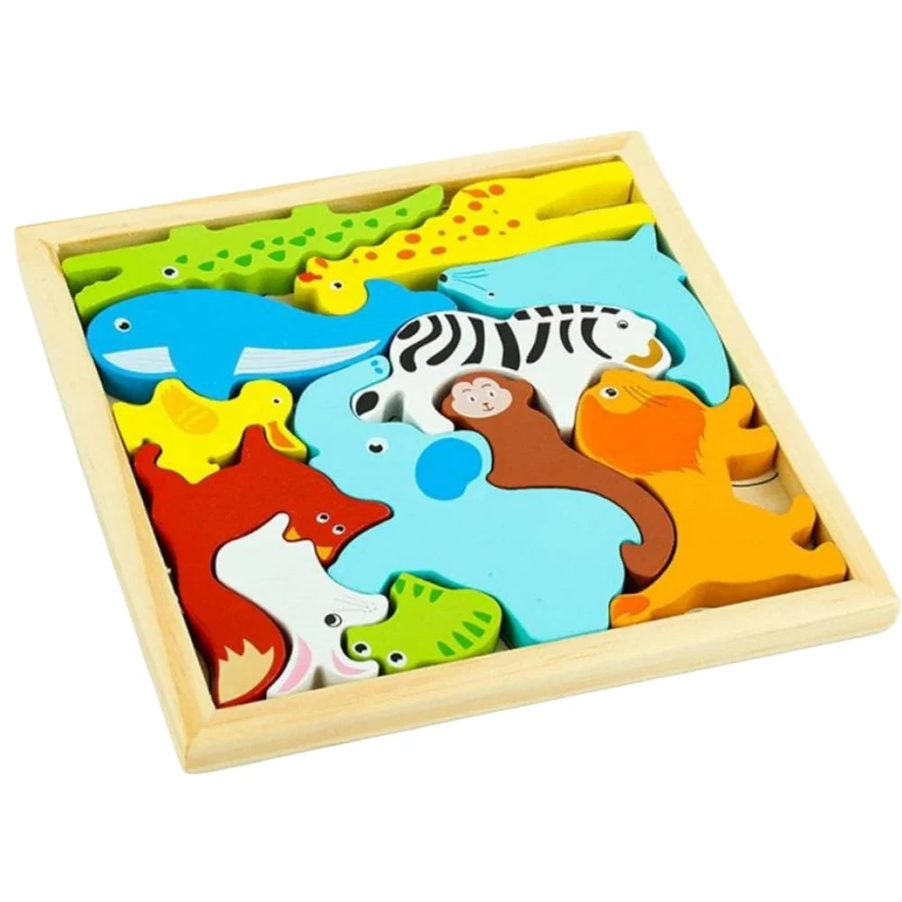 Trade Shop - Puzzle 3d A Incastro In Legno Forma Animali Per Bambini Gioco Da Tavolo Educativo 07935 -