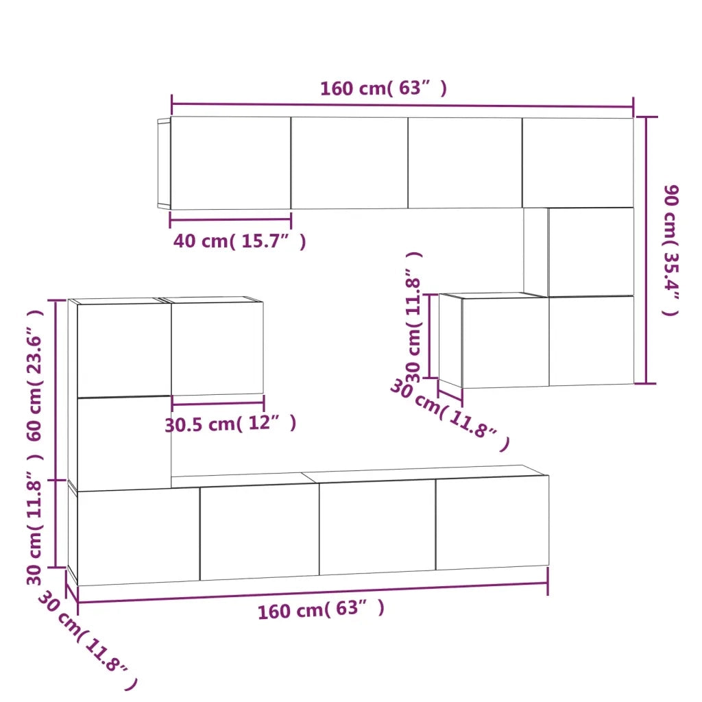 Mobile Porta TV a Parete Rovere Fumo in Legno Multistrato cod mxl 12153