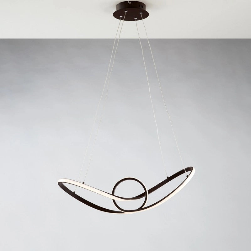 Lampadario a sospensione in metallo  Marrone LED integrato 68x24x h 150 cm