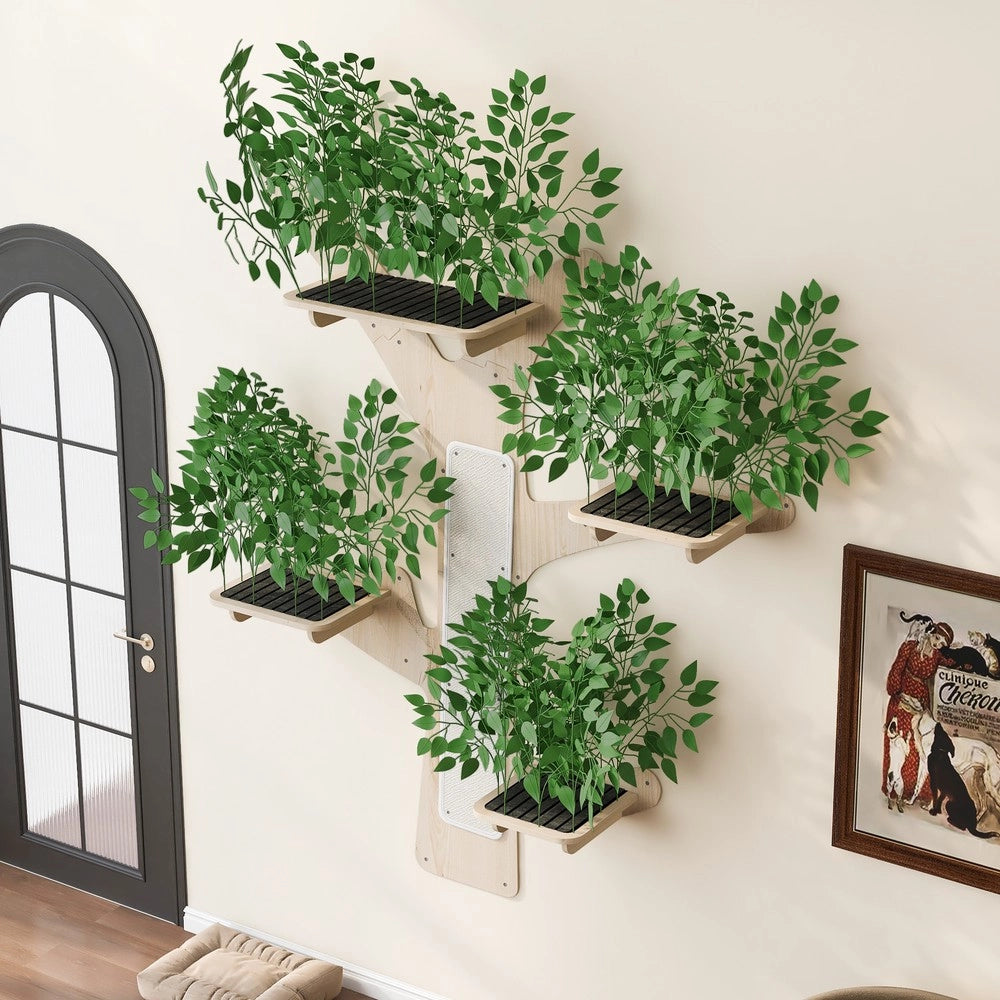 Albero graffiato per gatti - Zephmum- 155x210 cm- Pino massello con piattaforme