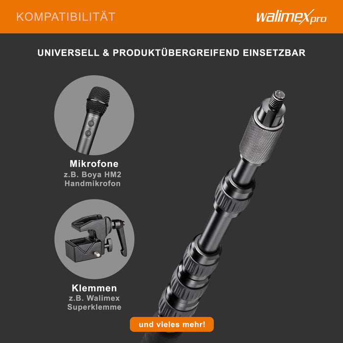 asta microfonica MicPipe (adatta per microfoni, lunghezza massima 3 m, inclusa guida per cavi da 7 mm al massimo)