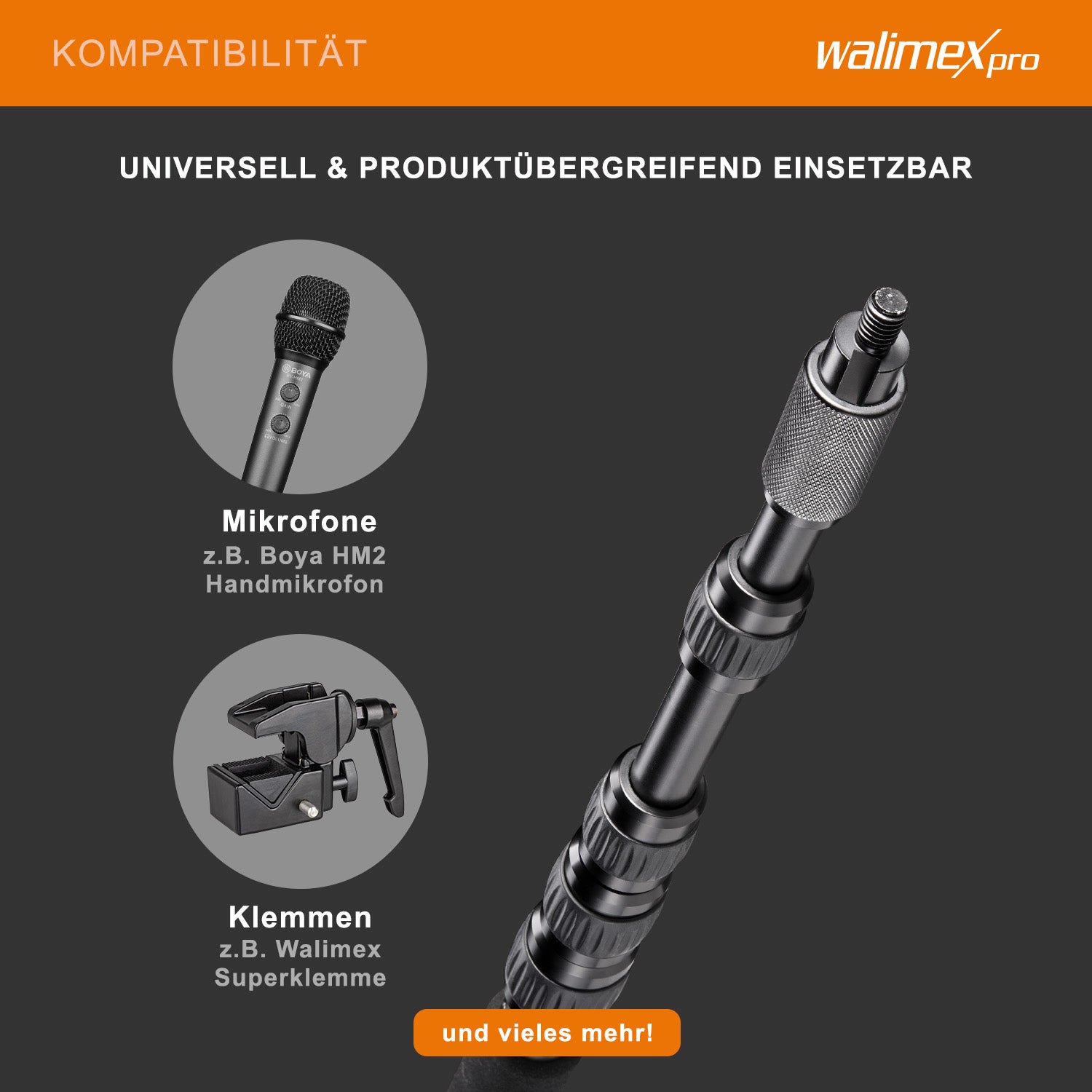 asta microfonica MicPipe (adatta per microfoni, lunghezza massima 3 m, inclusa guida per cavi da 7 mm al massimo)