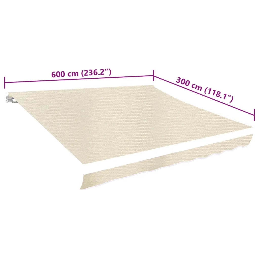 Tenda Parasole in Tela Crema 6x3m (Telaio non Incluso)-Ricambio telo per tenda da sole