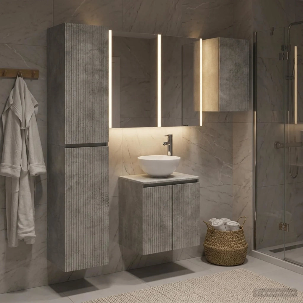 Set di Armadi da Bagno 5 pcs Grigio Cemento 53 x 15,5 x 70 cm 3407306
