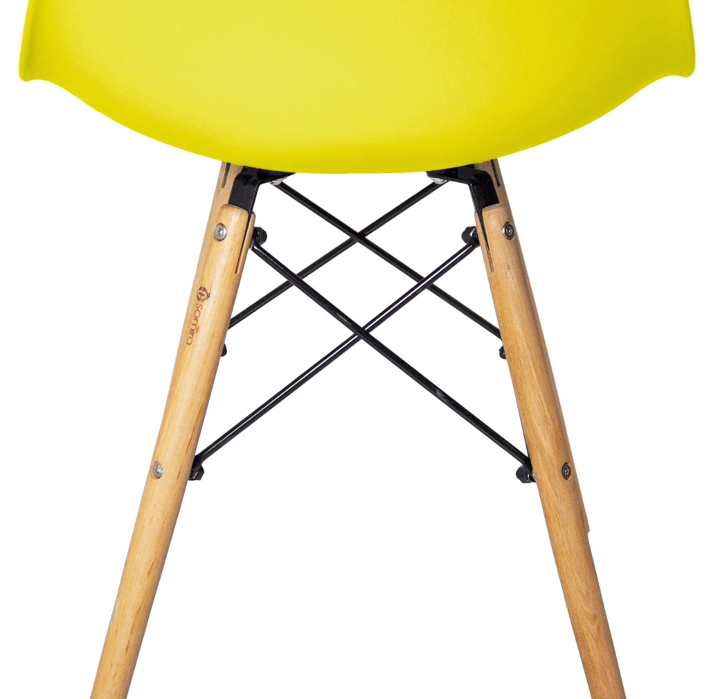 Sedia in plastica gialla con gamba, piede in legno (2 pz) - SD16NOPL