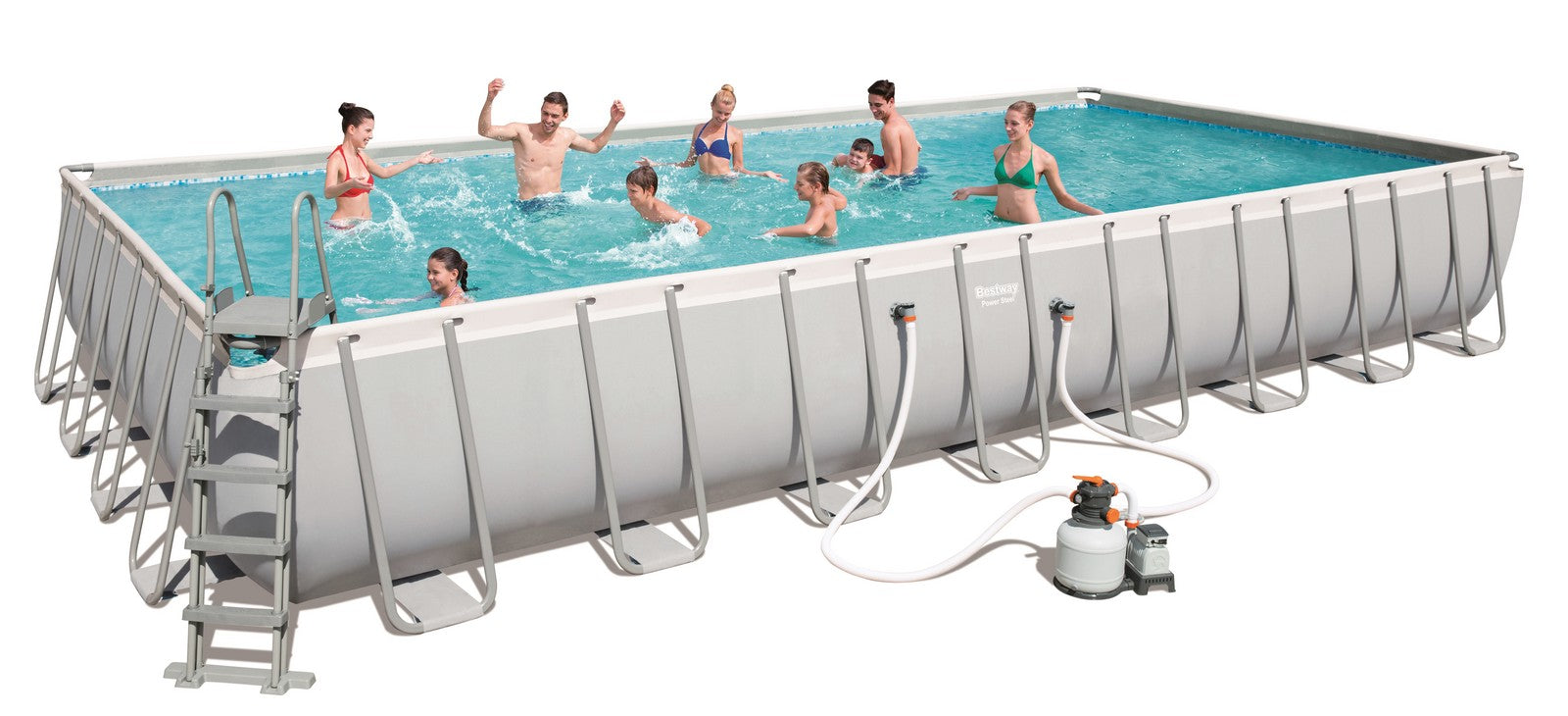 piscina con telaio completa telo per copertura e base scaletta + pompa cm 956x488 h 132 cm cod:ferx.95059