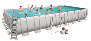 piscina con telaio completa telo per copertura e base scaletta + pompa cm 956x488 h 132 cm cod:ferx.95059