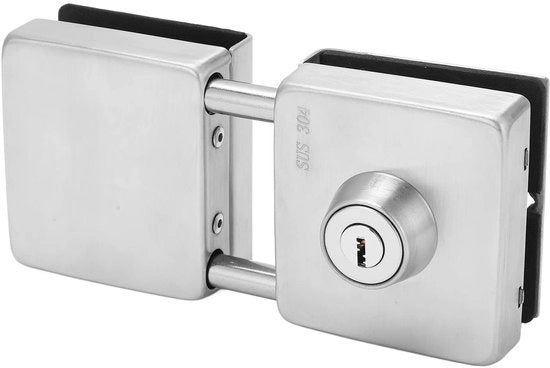 Slot di sicurezza per porta vetrata - doppio pacchetto - acciaio inossidabile - meccanismo di apertura a scorrimento - resistente ai shock - protezione contro la furto