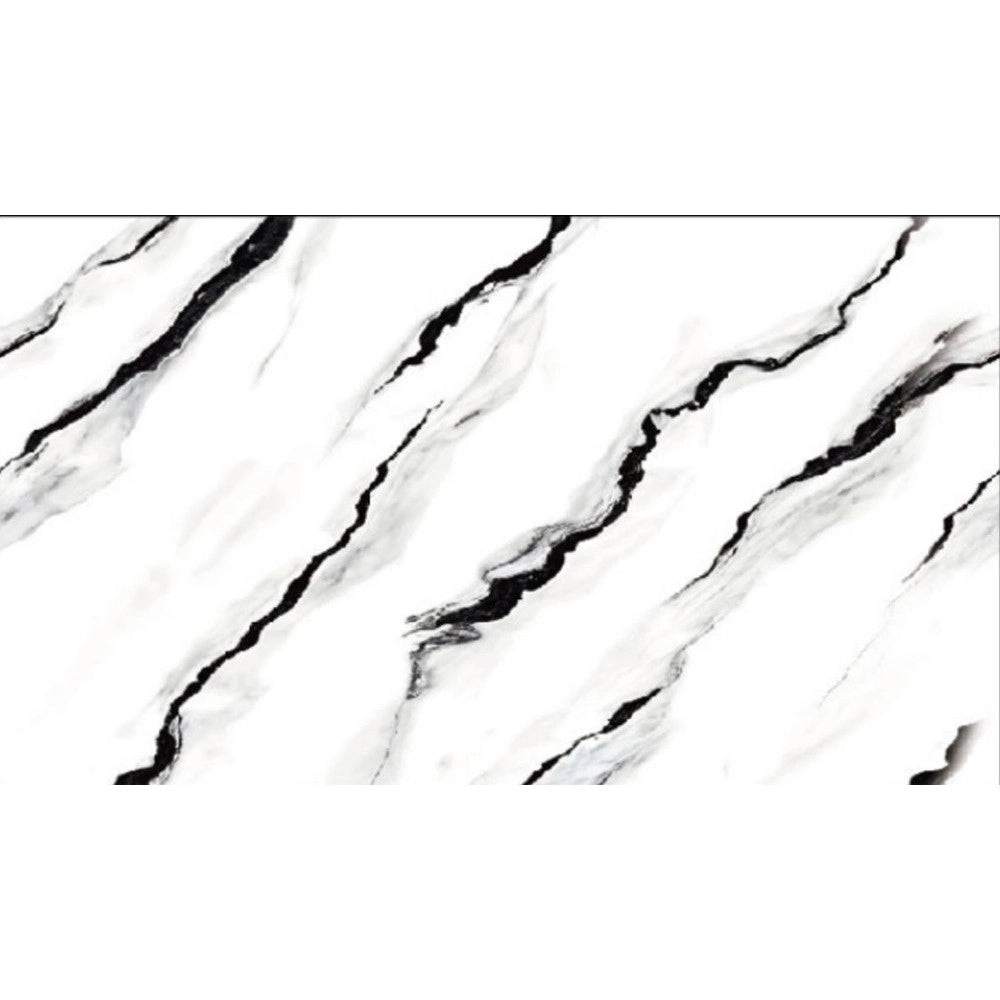 Trade Shop - Pannello Adesivo Effetto Marmo Bianco Venato Nero 120x300 Cm Pareti Paraschizzi Stanza -