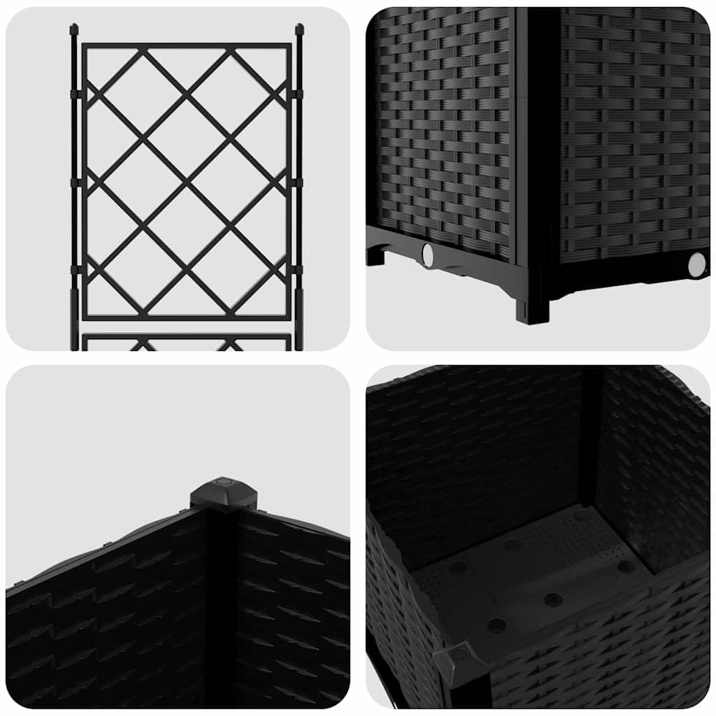 Fioriera da giardino moderna 40 x 40 x 143 cm resistente stile contemporaneo acciaio nero 02_0058534