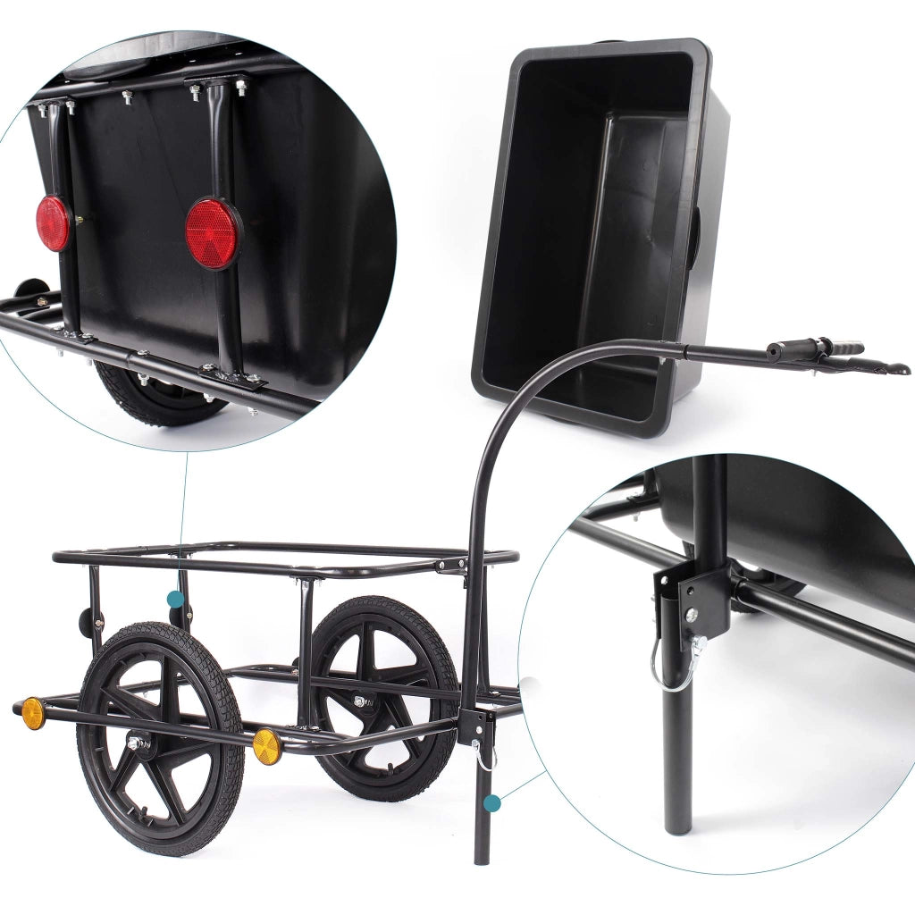 Rimorchio per bici con recipiente da 90 l per carichi fino a 80 kg, con pneumatici da 16"