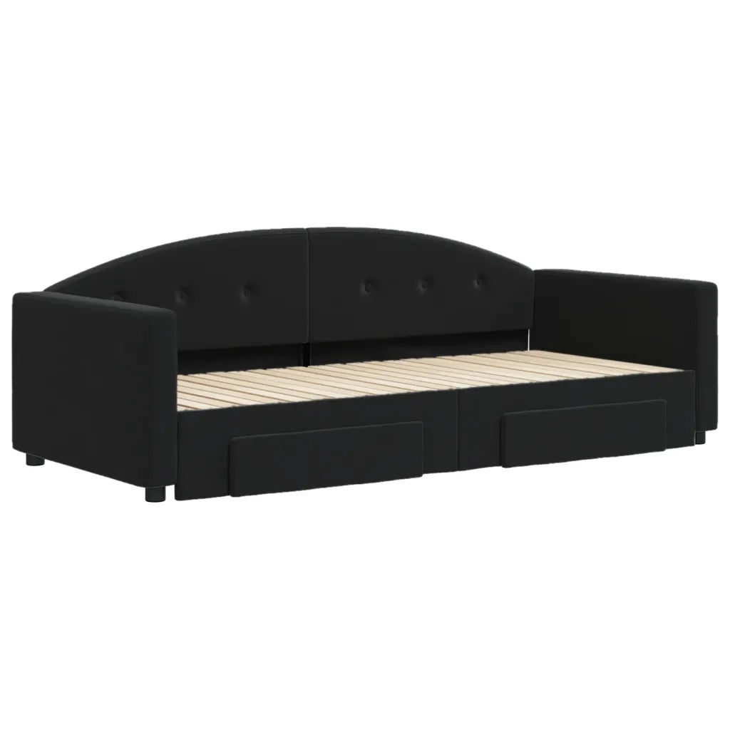 Divano Letto Estraibile con Cassetti-Sofa Letto-Daybed Nero 90x200 cm in Velluto 405637