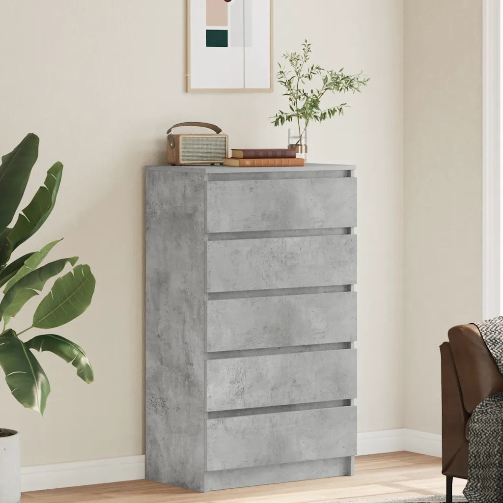 Cassettiera Grigio Cemento 60x36x103 cm in Legno Multistrato