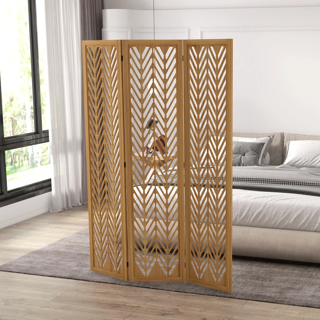 Paravento in legno 3 pannelli ¨C zephmum ¨C naturale 120x170 cm