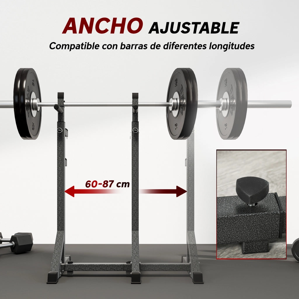 Rack per Pesistica con Anello e Altezza Regolabile ¨C Minimal ¨C Acciaio Nero 150 kg