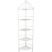 SCAFFALE ARIANNE CON 5 PIANI AD ANGOLI BIANCO ANTICO 50 X 35 X H175 CM