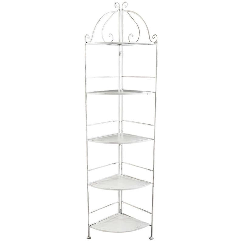 SCAFFALE ARIANNE CON 5 PIANI AD ANGOLI BIANCO ANTICO 50 X 35 X H175 CM