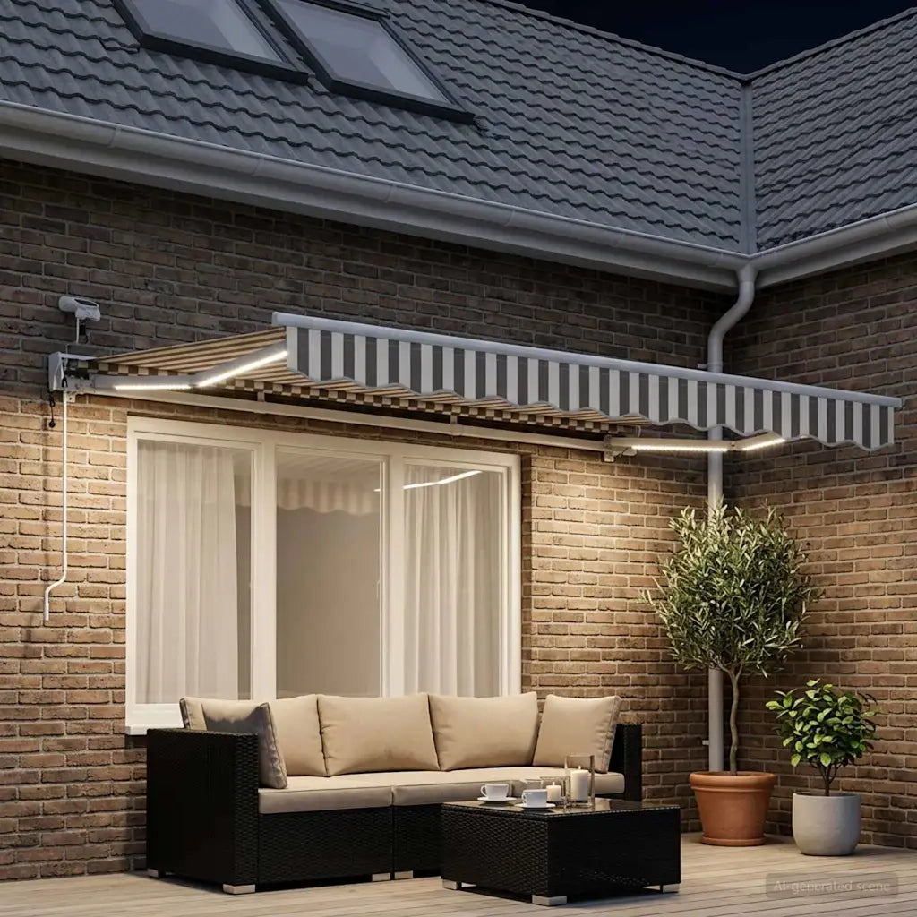 Tettuccio Elettrico Retrattile Grigio chiaro e bianco 3 x 2 m 3425664