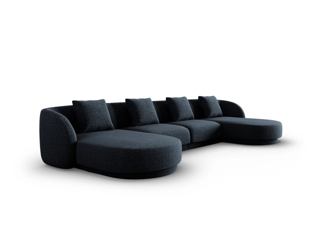Cosmopolitan Design - Divano panoramico "Tulum" 5 posti in ciniglia blu reale 