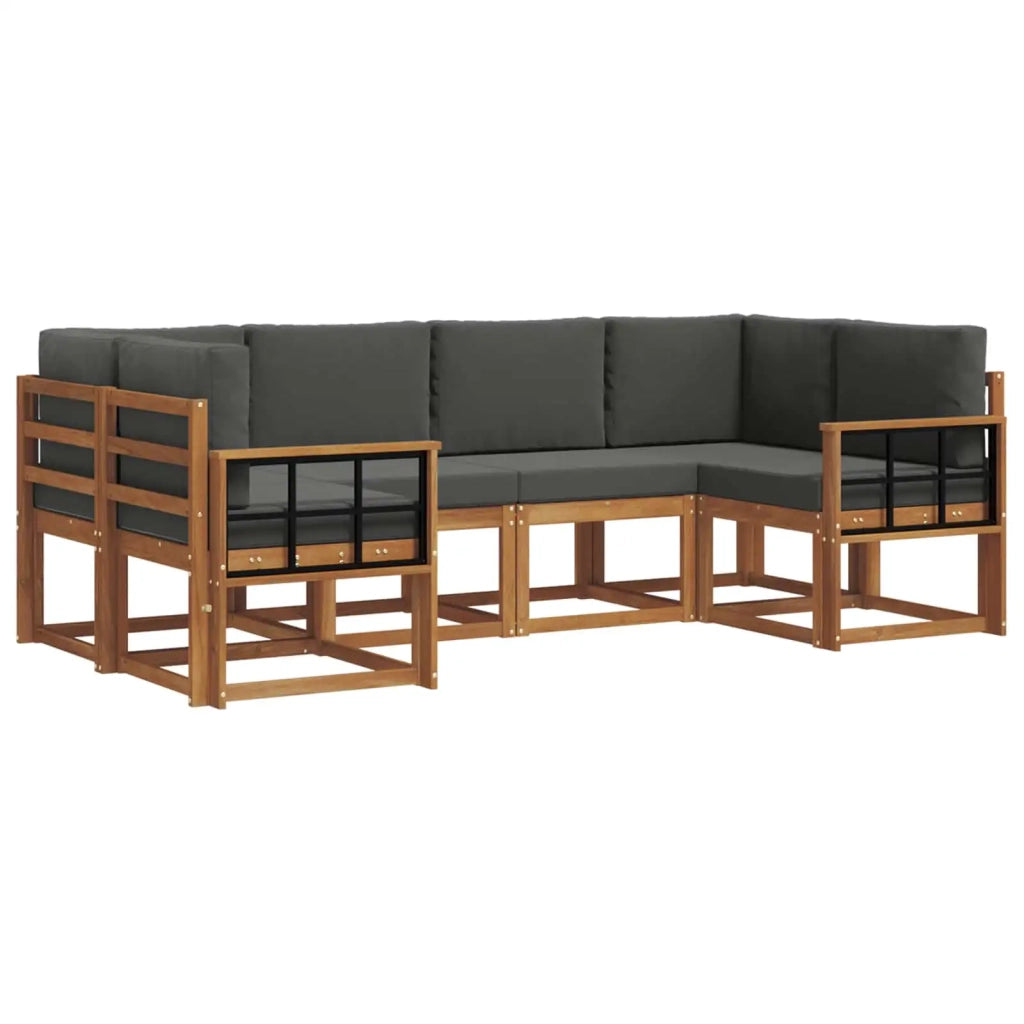Set di divani da esterno con cuscino 6 pcs Naturale e Antracite