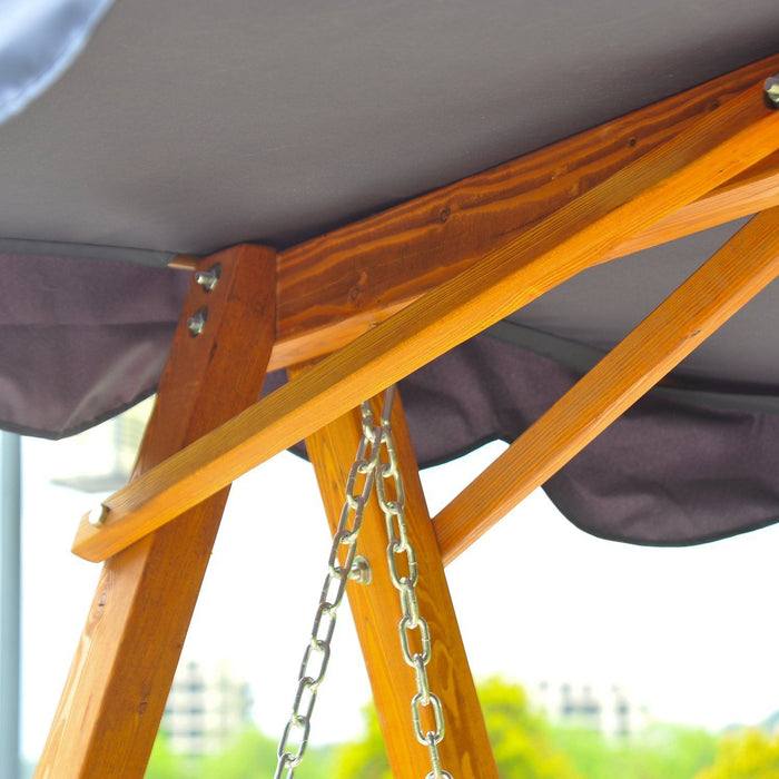 Dondolo da Giardino 3 Posti in Legno con Baldacchino Swing Blu