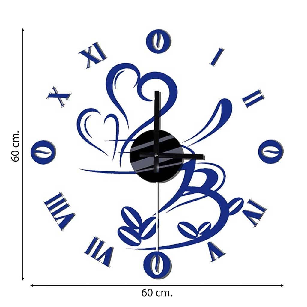 Kit orologio in vinile e schiuma EVA, blu, 60x60cm