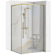 Cabina Doccia Solar Gold Brush 90x90 con piatto doccia Savoy black
