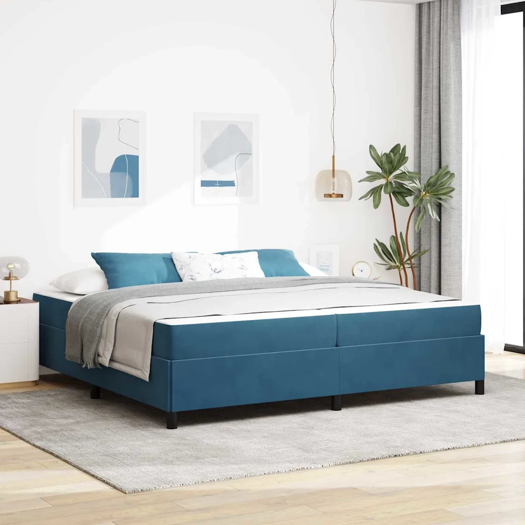 vidaXL Struttura del letto Blu scuro e bianco 200 x 200 cm Velluto