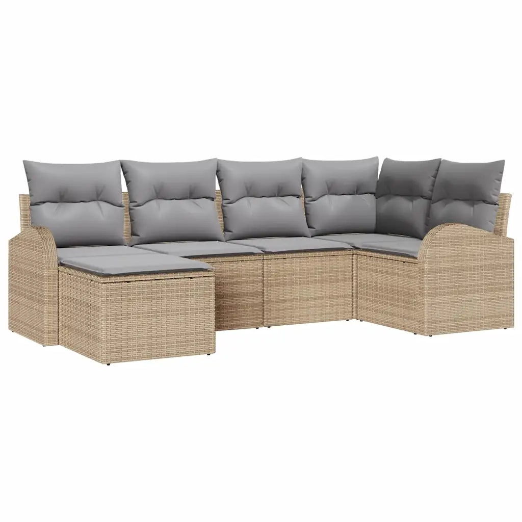 Set Divano da Giardino 6 pcs Beige polyrattan