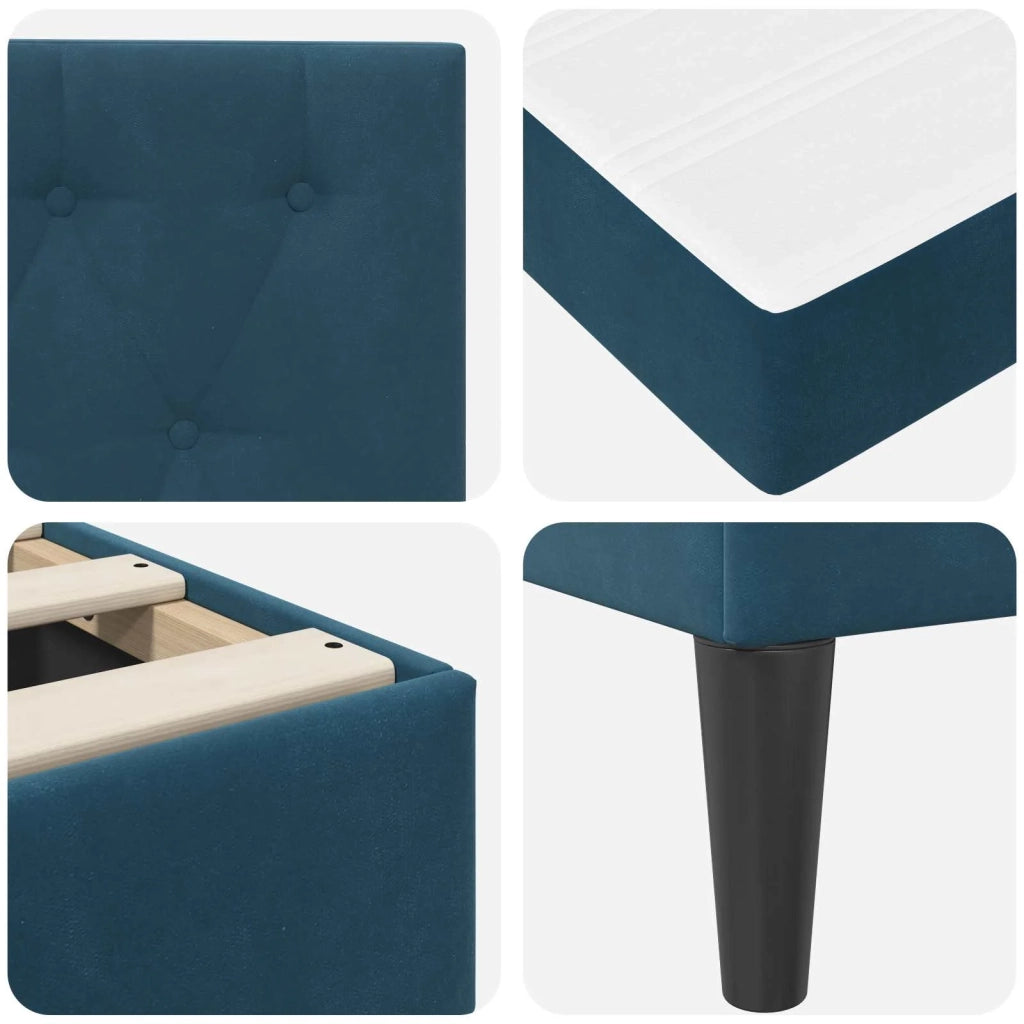 Struttura letto con materasso-Giroletto Blu 120 x 200 cm Velluto 362339