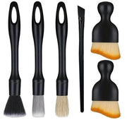 Set di spazzole per dettaglio auto a 6 pezzi, set di spazzole per pulizia auto morbide, strumento di pulizia interno auto, spazzola per rimozione polvere per auto interno, moto, ruote in alluminio, mobili.
