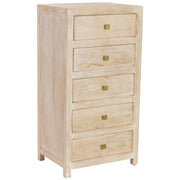Settimanile in legno beige con 5 cassetti 60x45x116h cm