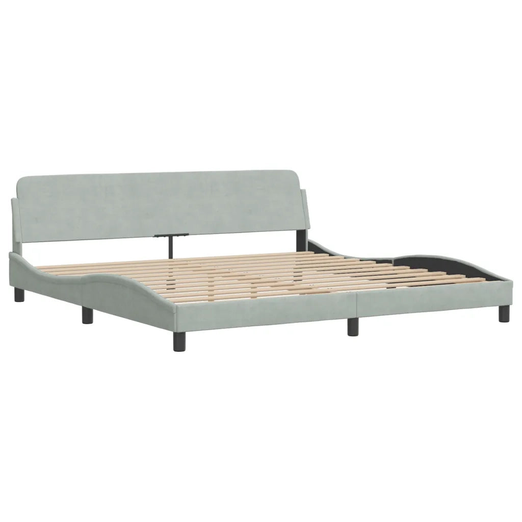 Letto con Materasso Grigio Chiaro 200x200cm Velluto