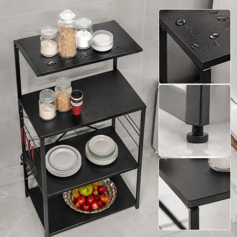 Microwave Shelf, Black, 60x39.6x123 Cm, Wood-based Material
