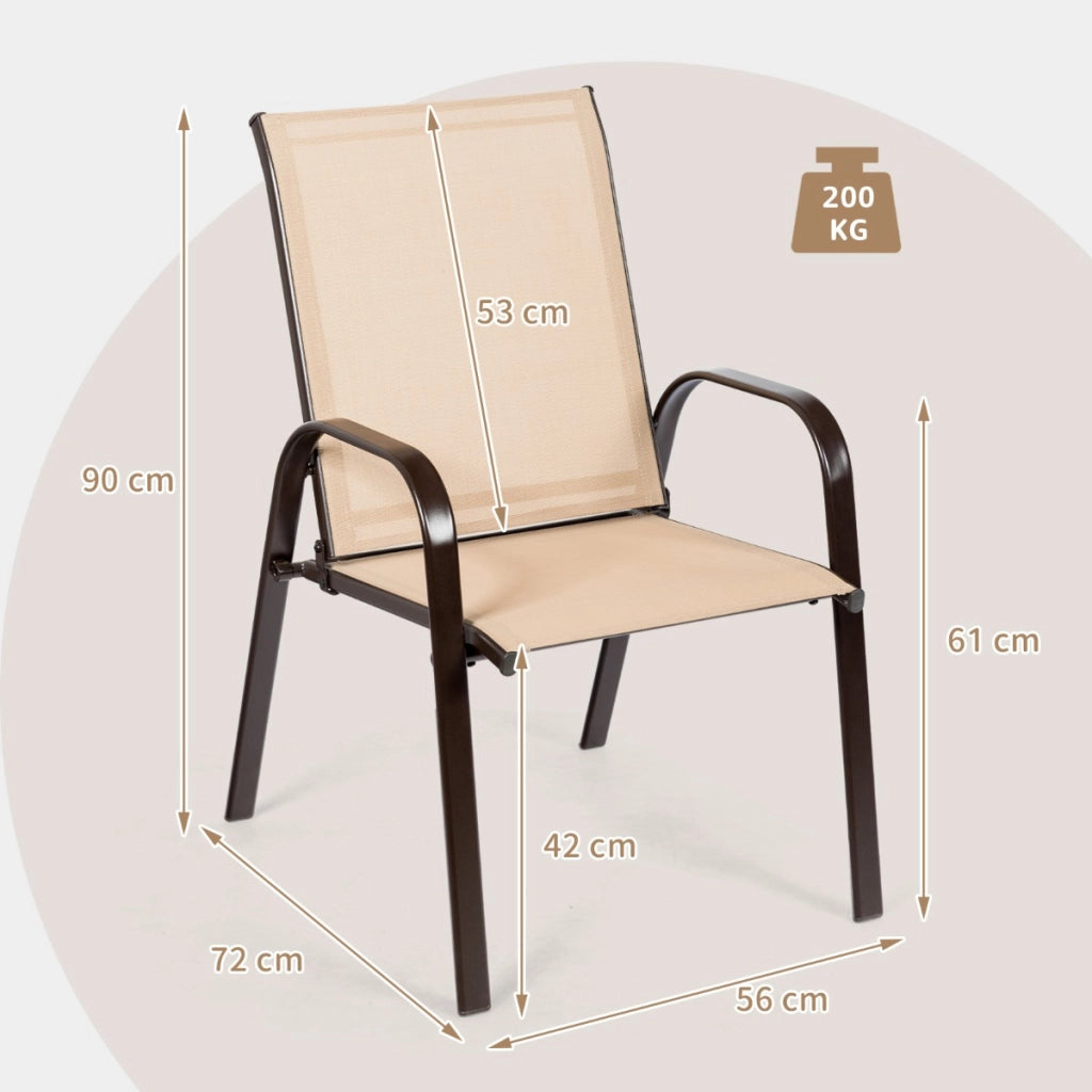 Sedie da giardino per patio con braccioli curvi tessuto facile da asciugare telaio in metallo, Sedie da bistrot Sabbia-Poltrone e sdraio