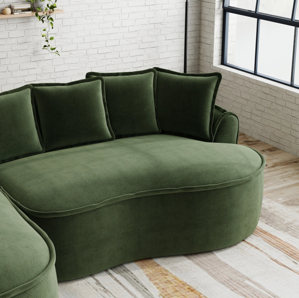 Divano modulare trasformabile in chenille 184x164x67 cm con chaise longue doppia; verde
