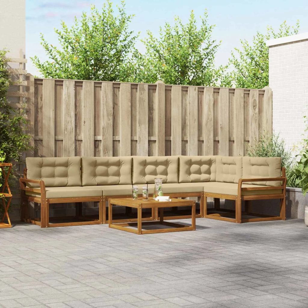 Set di divani da esterno con cuscino 6 pcs Naturale e Beige 3367616