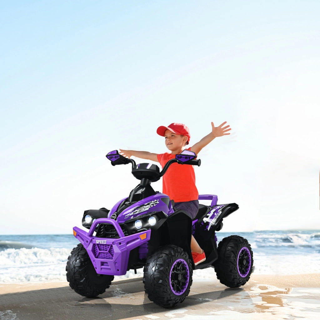 Quad giocattolo 12V alimentato a batteria con luci LED musica e pedale, Quad adatto per bambini 3-8 anni Viola-Macchinine giocattoli