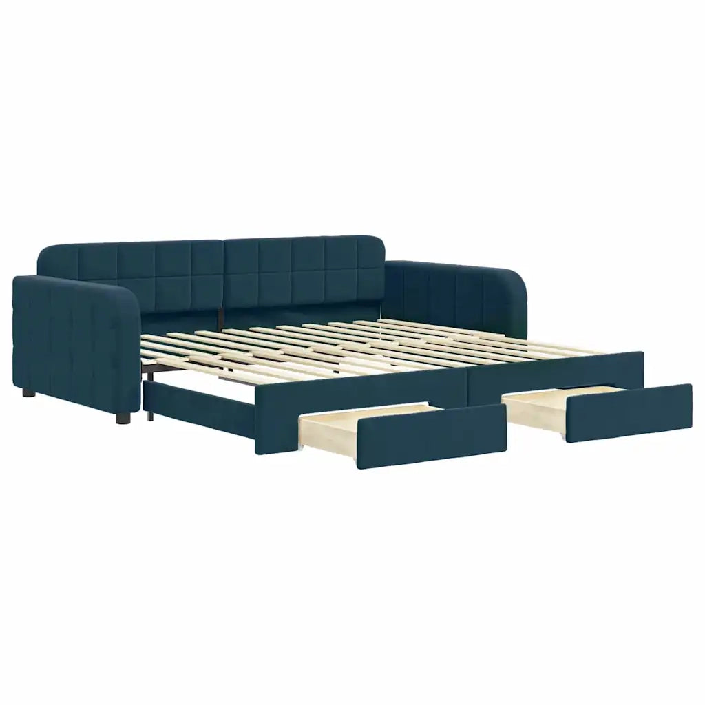 Divano Letto Estraibile con Cassetti-Sofa Letto-Daybed Blu 100x200 cm in Velluto 679441