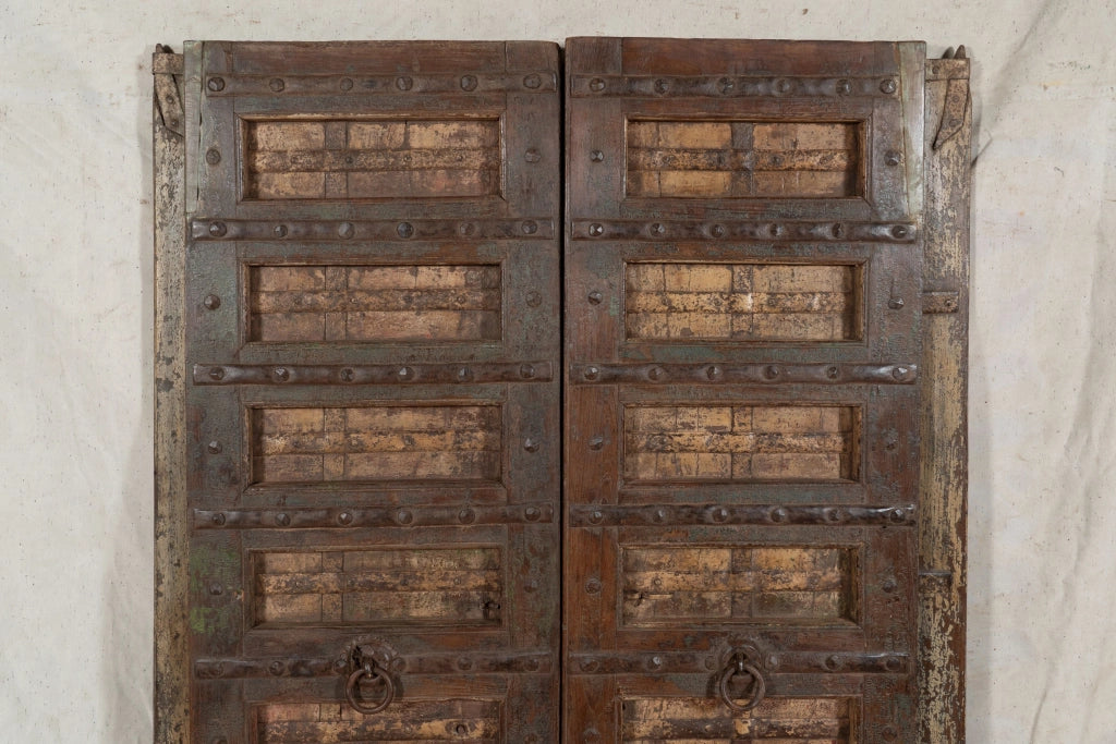 Biscottini Porta portone in legno massello e ferro da interno o da esterno vecchia e antica medievale scorrevole