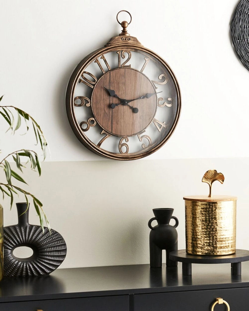 Orologio da parete 52 cm di colore marrone con numeri arabi in stile tradizionale