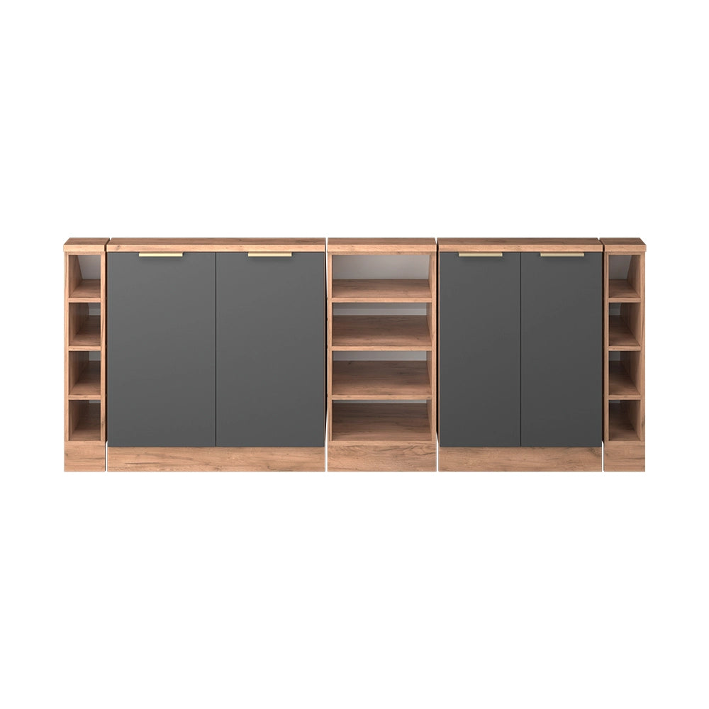 Mobile cucina sottotetto R-Line Antracite-oro/Rovere dorato 210 cm Set di 5 Vicco